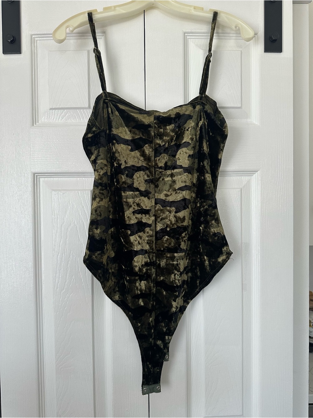 Forever 21 Olive & Black Camo Velvet Bodysuit - Picture 6 of 8